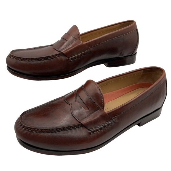 Cole Hann Grand.OS Pinch Hand Sewn Mens 9.5W Loafers Mahogany Leather Old Money - Picture 1 of 13